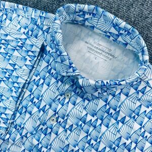 Vineyard Vines Mens L OTG On-The-Go Sankaty Polo Shirt Blue Sailboat Print *Read